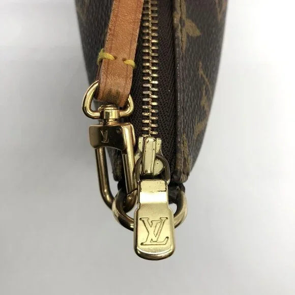 LOUIS VUITTON Authentic Brown Monogram Leather Pochette Mini Bag - Picture 10 of 10